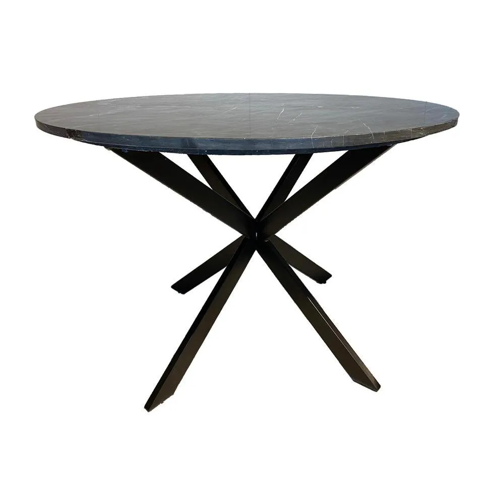Livingfurn - Ronde Eetkamertafel Marmer Zwart - Marmer - 120 cm