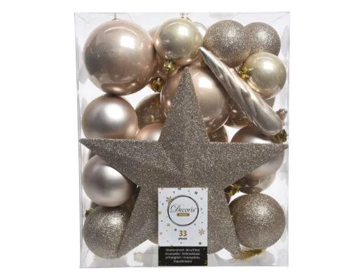Decoris 023376 Kerstballen Kunststof Mix - 33 Stuks