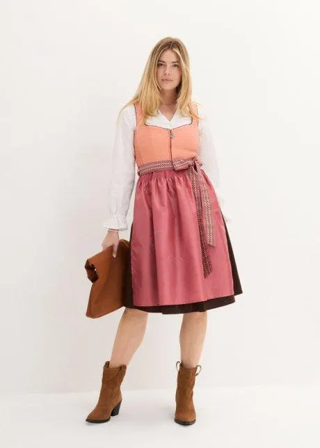 Dirndl avec zip en longueur midi (ens. 2 pces.)