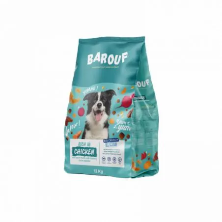 BAROUF BIG CRUNCH RICHE EN POULET, À LA PATATE DOUCE, AUX TOMATES ET AVEC DU CURCUMA POUR CHIEN ADULTE 12KG