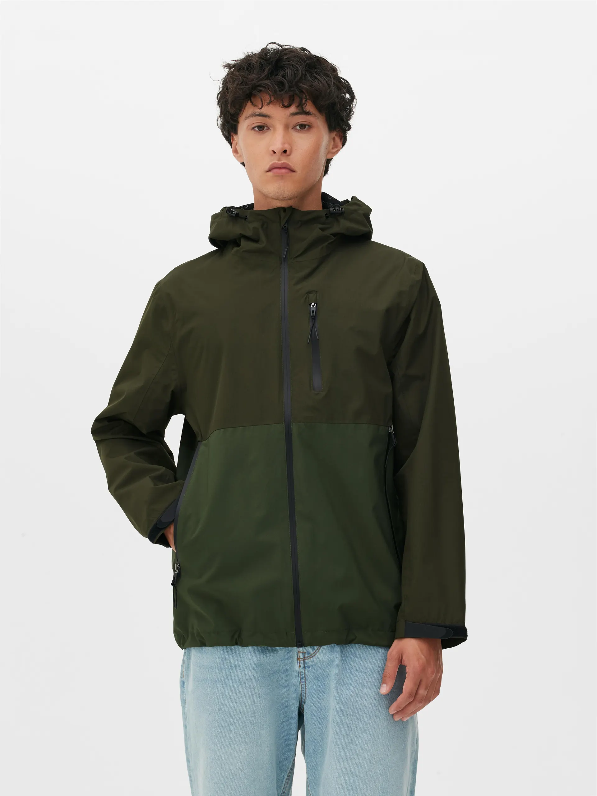 Imperméable color block à poches multiples