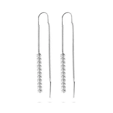 Oorbellen in zilver, steentjes, ketting