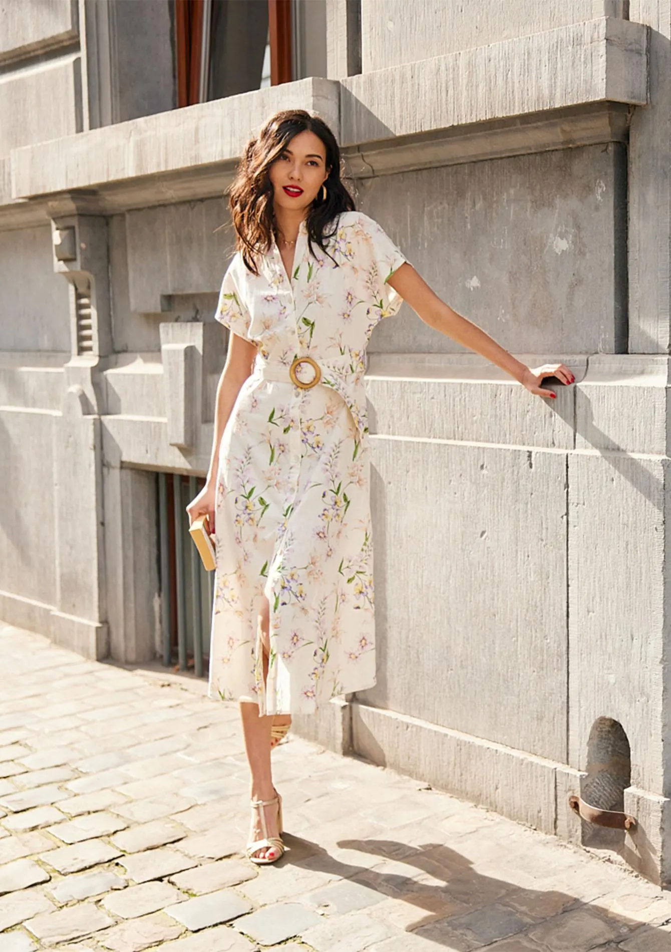 Floral print shirt dress