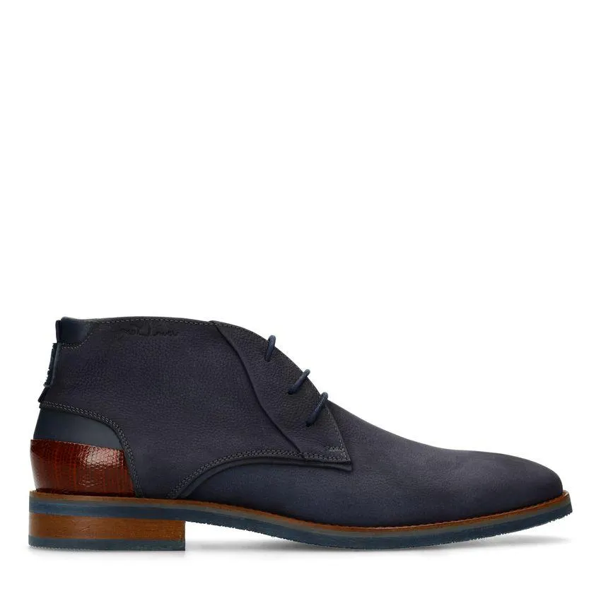 Donkerblauwe nubuck veterschoenen