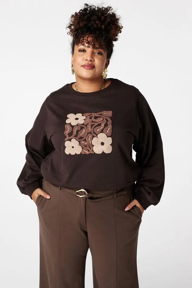 Sweater met geborduurde print