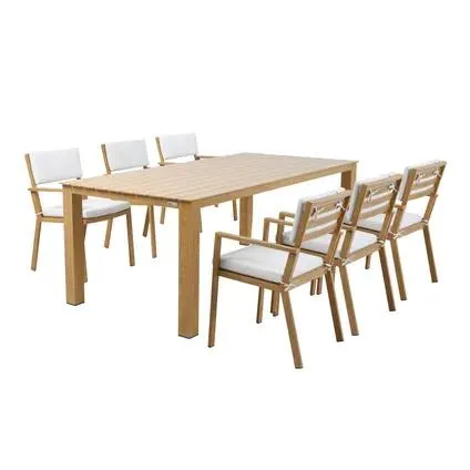 Ensemble de jardin AXI Jada avec 6 chaises en aspect bois et beige