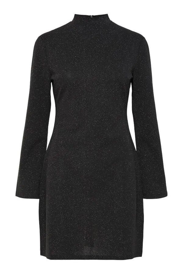 Vestido corto manga larga lurex