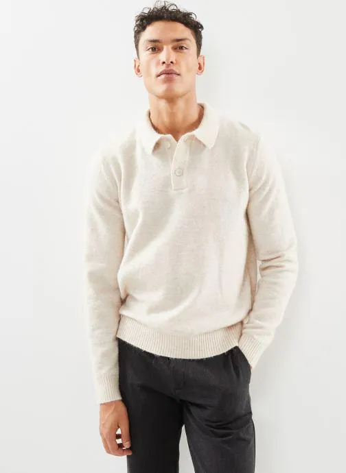 Selected Homme Slhrai Ls Knit Polo W Wit
