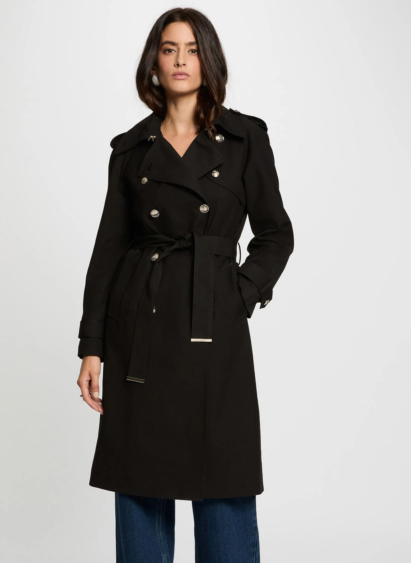 Mantels 242-GTRENCH1 dames zwart