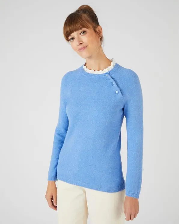 Pull in alpacamix met kraag in broderie anglaise