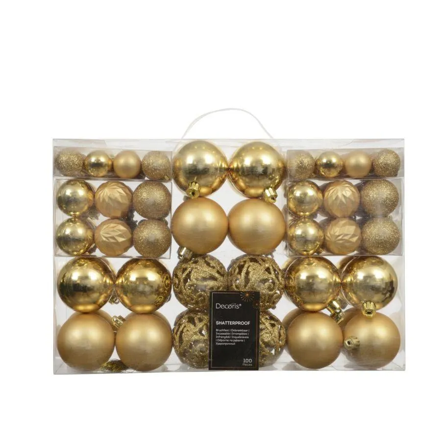 Decoris Kerstbal Polystyreen Licht Goud Mix Box 100x 6cm