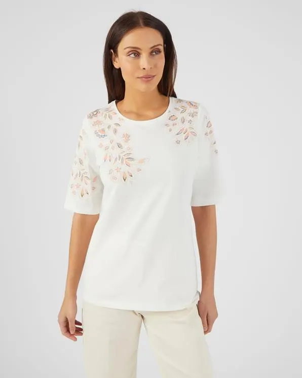 Gebloemd T-shirt in zuiver katoen