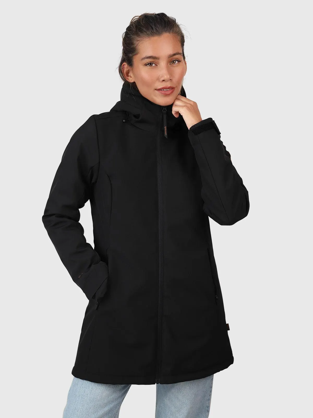 Melle Women Long Softshell Jacket | Black