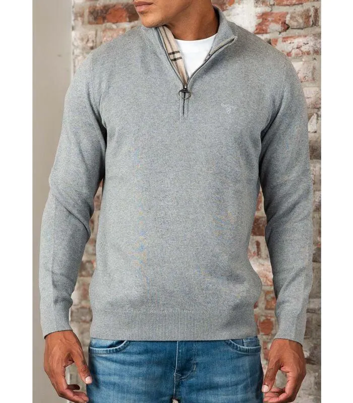 Cotton half zip - grey marl
