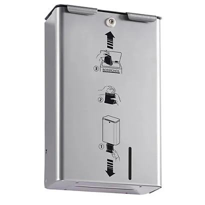 Wandafvalbak voor dameshygiëne 10l - met dispenser zakjes voor dameshygiëne - stella - metaalgrijs 9006