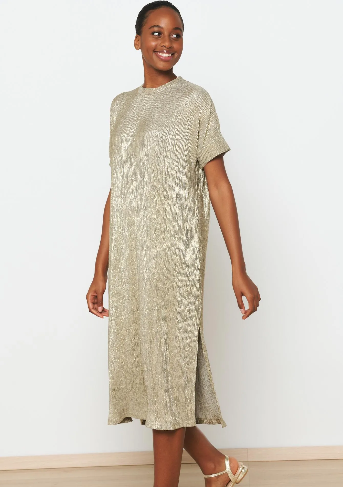 Metallic T-shirt dress