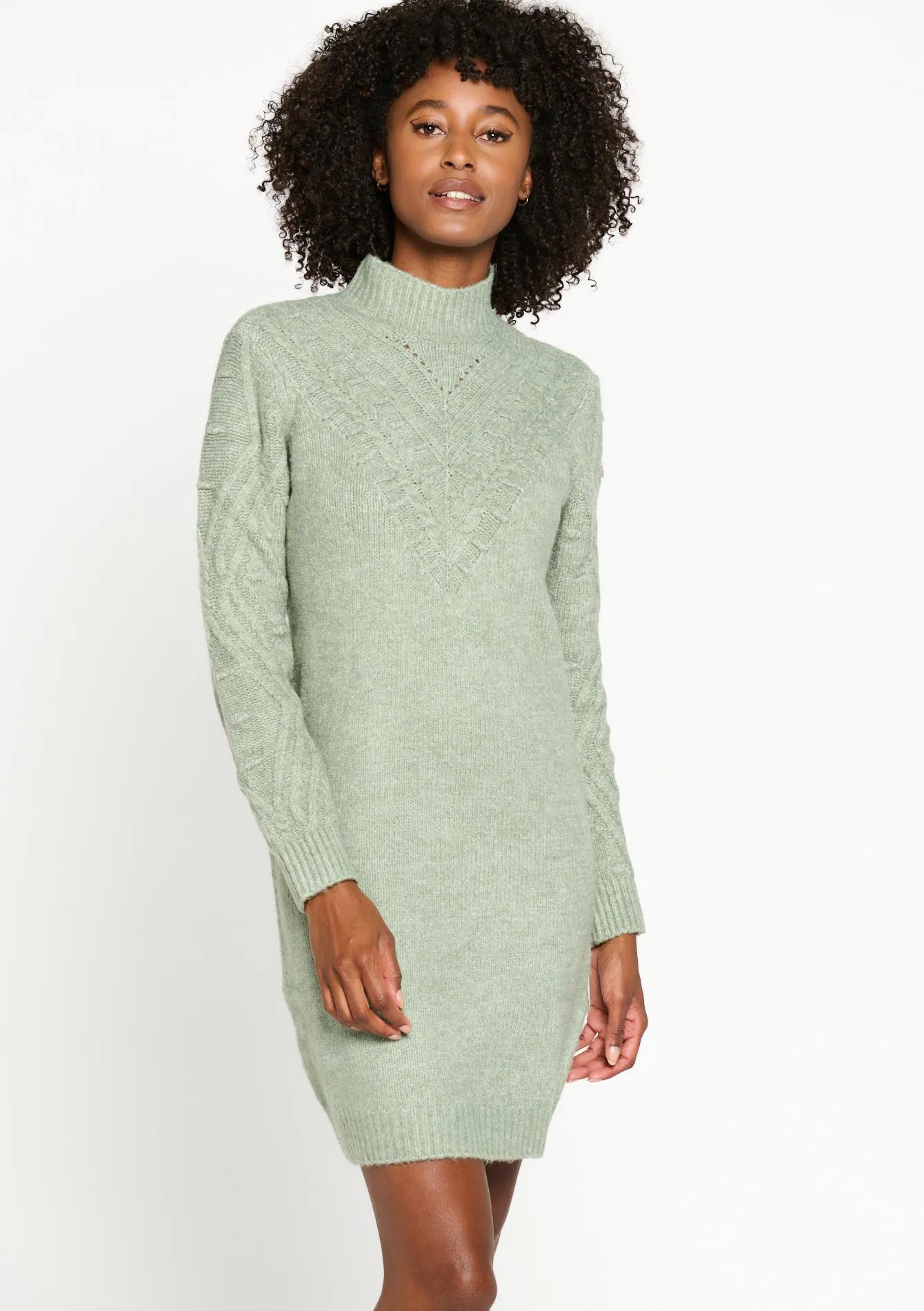 Cable-knit pullover dress