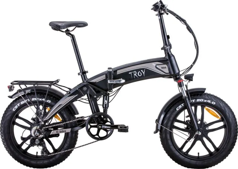 Troy All Road 360Wh 20 Inch Unisex 7V Schijfrem Matzwart/Grijs