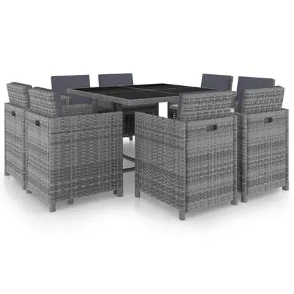 ensemble à manger d'extérieur vidaXL Anthracite ensemble à manger de jardin