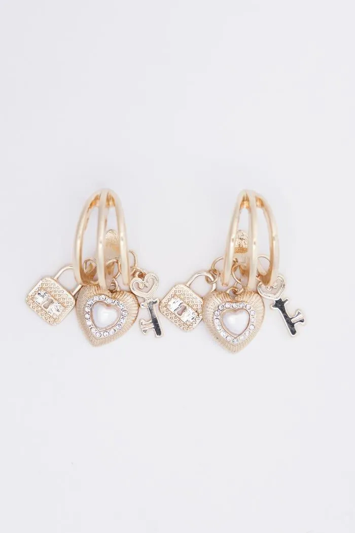 Oorbellen 3 ringen met bedeltjes