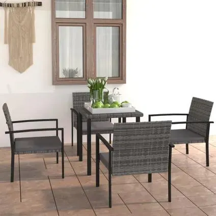 vidaXL Ensemble à manger de jardin 5 pcs Résine tressée Gris - Table Basse