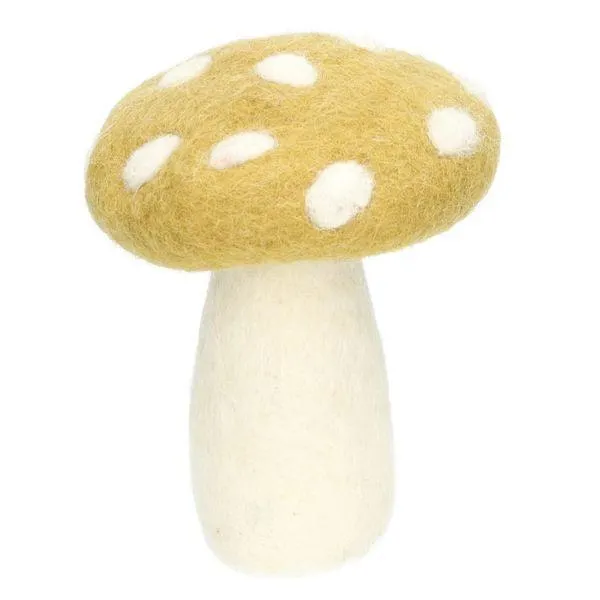 Paddenstoel, staand, vilt, geel, ca.12 cm