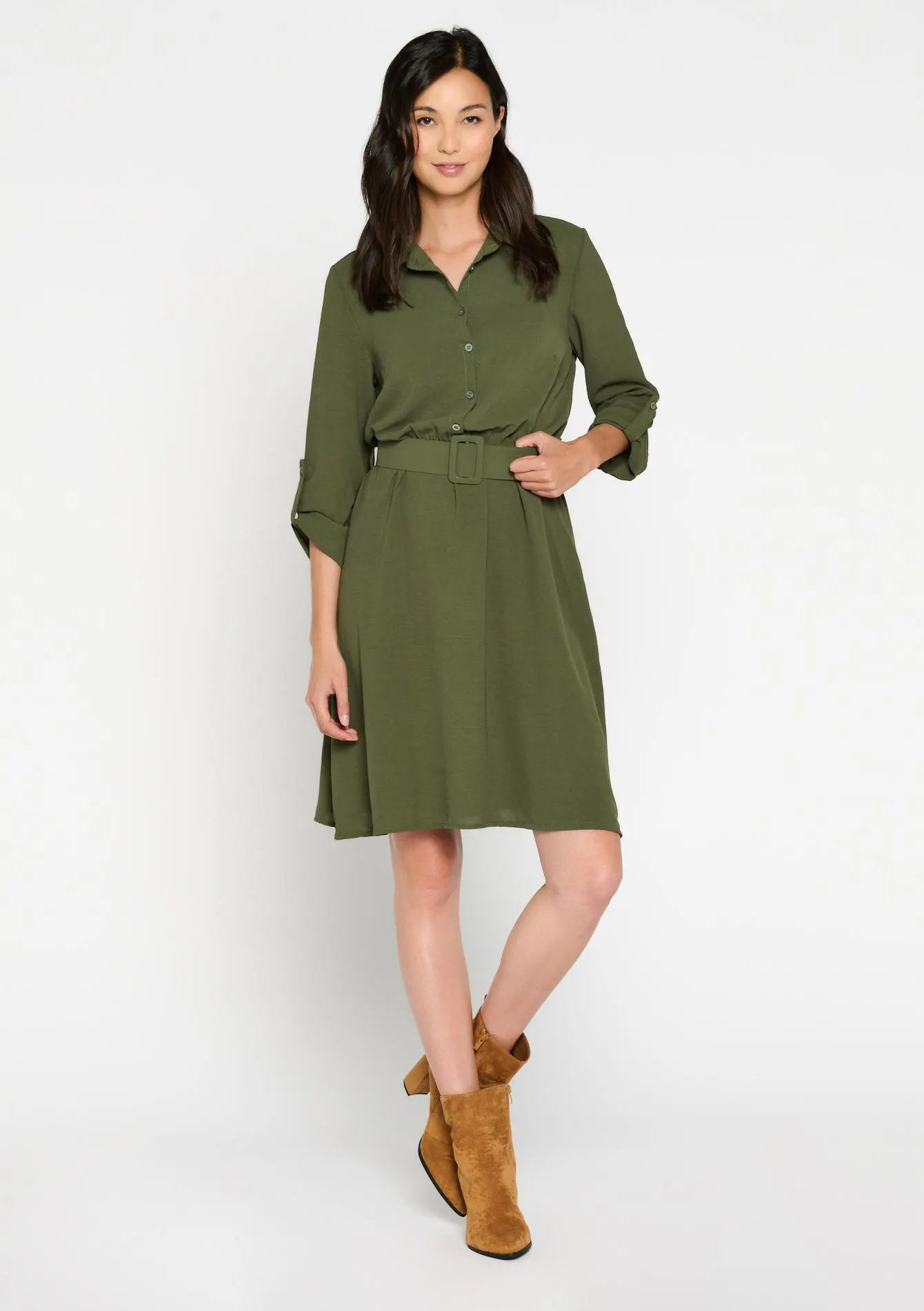 Midi dress with polo neck