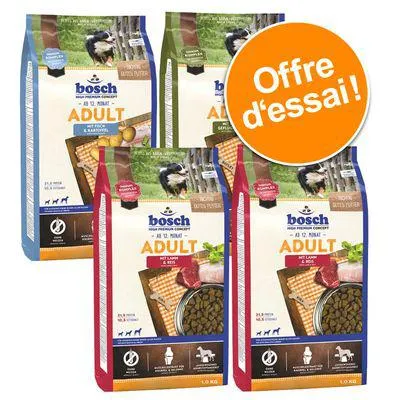 Lot mixte bosch Adult 4 x 1 kg pour chien