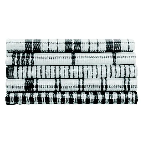 Keukenhanddoeken katoen 50 x 70 cm 160 g/m² zwart motieven, set van 5