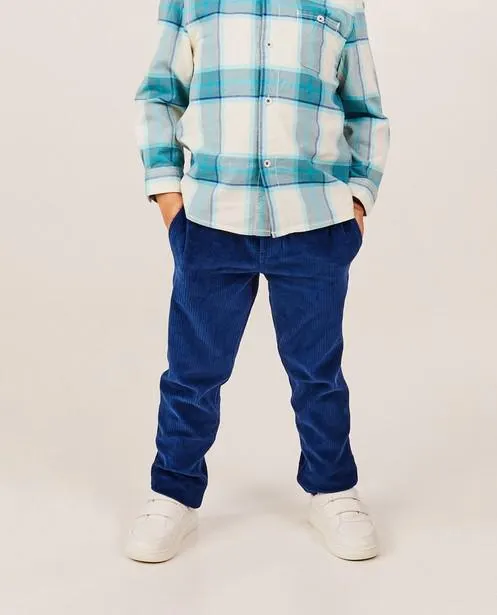 Donkerblauwe broek van ribfluweel