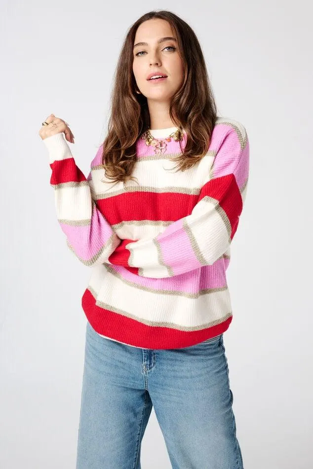 Gestreepte trui met lurex