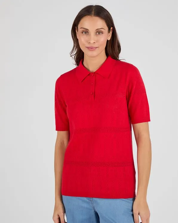 Trui met polokraag opengewerkt tricot