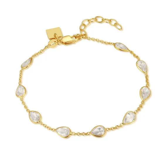 Halsketting in edelstaal, druppelvormige zirkonia