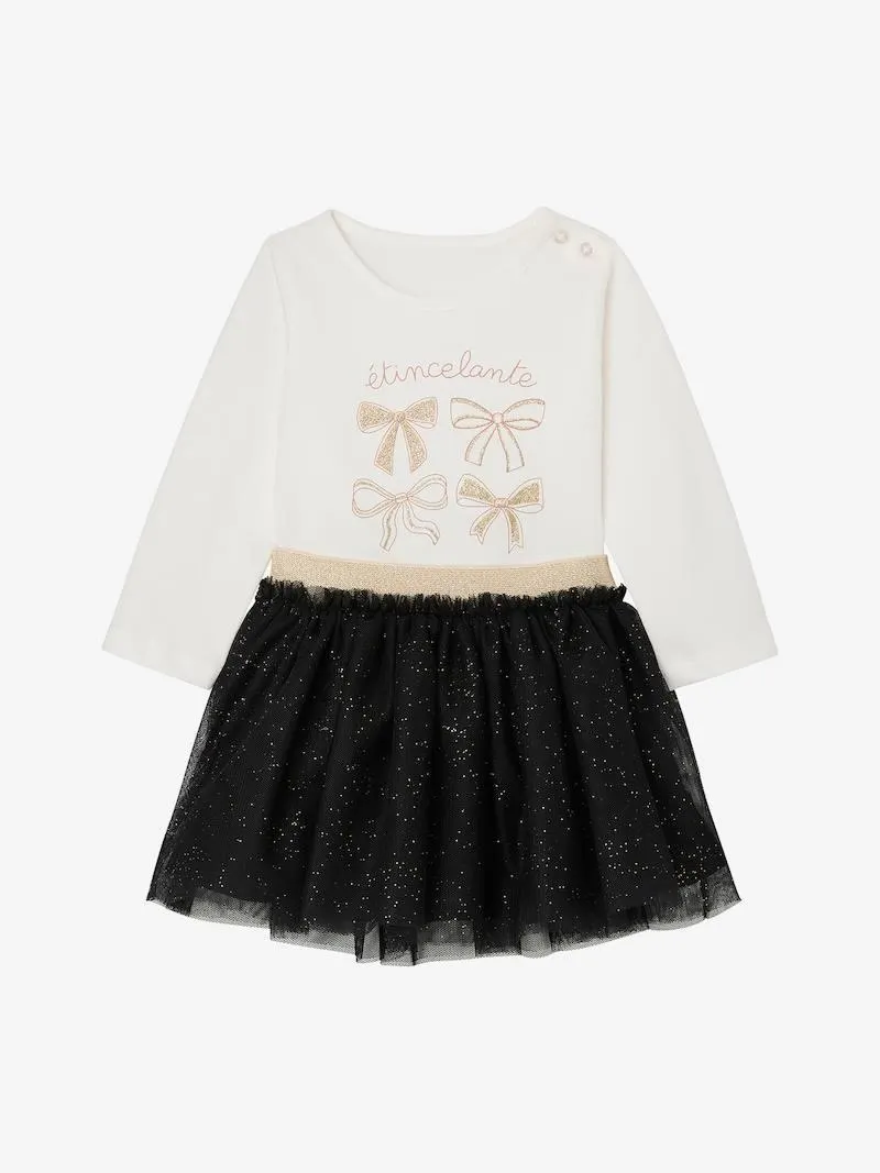 Ensemble bébé fille t-shirt jupon glitter - noir