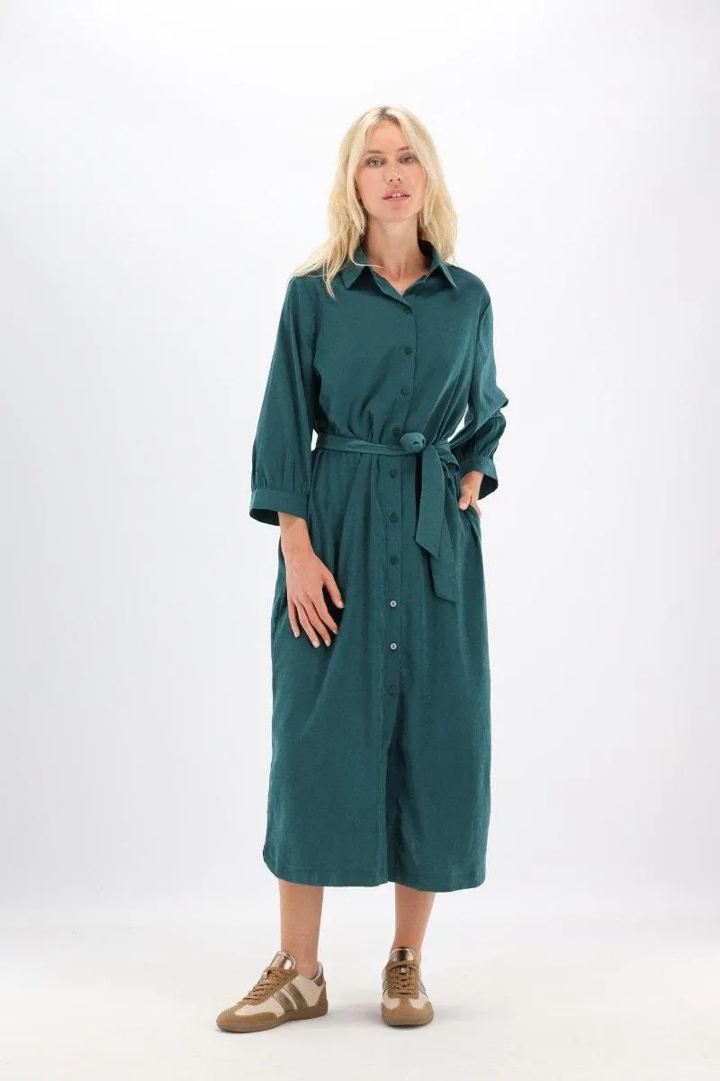 Donkergroene midi suède jurk