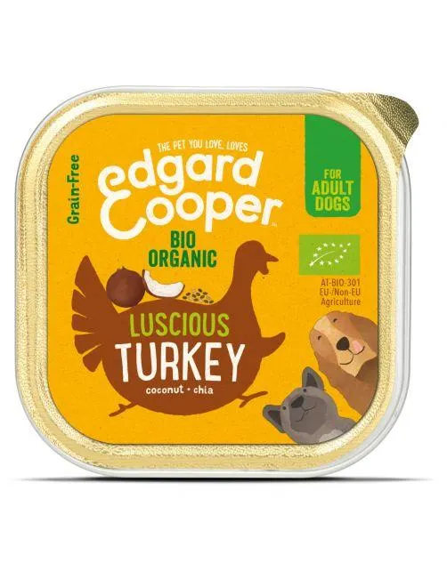 Edgard&Cooper Kuipje Bio Turkey Adult - Hondenvoer - Kalkoen Kokos Chiazaad 100 g Biologisch