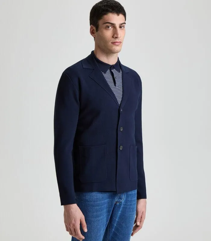 Navy blauwe blazer punto roma in katoen