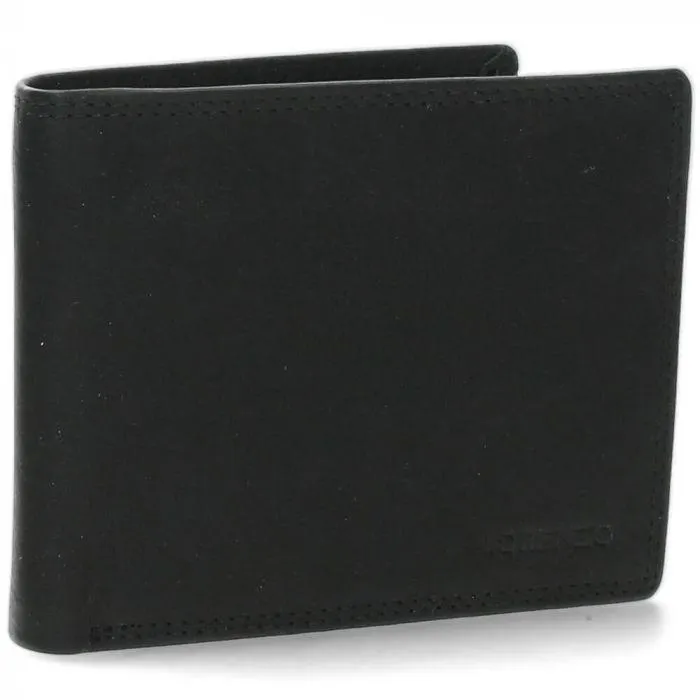 Deze zwarte portefeuille heeft een hoogte van 9 cm, een breedte van 12 cm en een diepte van 2.5 cm.