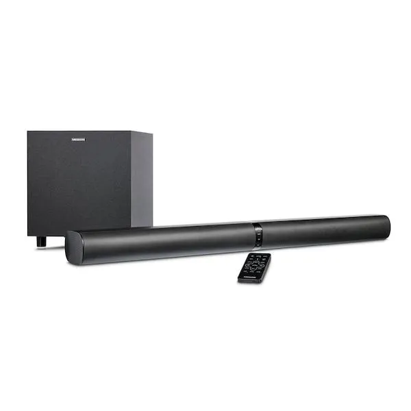 MEDION® LIFE® P61450 2.1 Soundbar, perfekte Ergänzung für den TV, 2-in1 - flexibel aufstellbar, Bluetooth® 5.3, kraftvolle 2 x 30 W + 60 W (RMS) Subwoofer