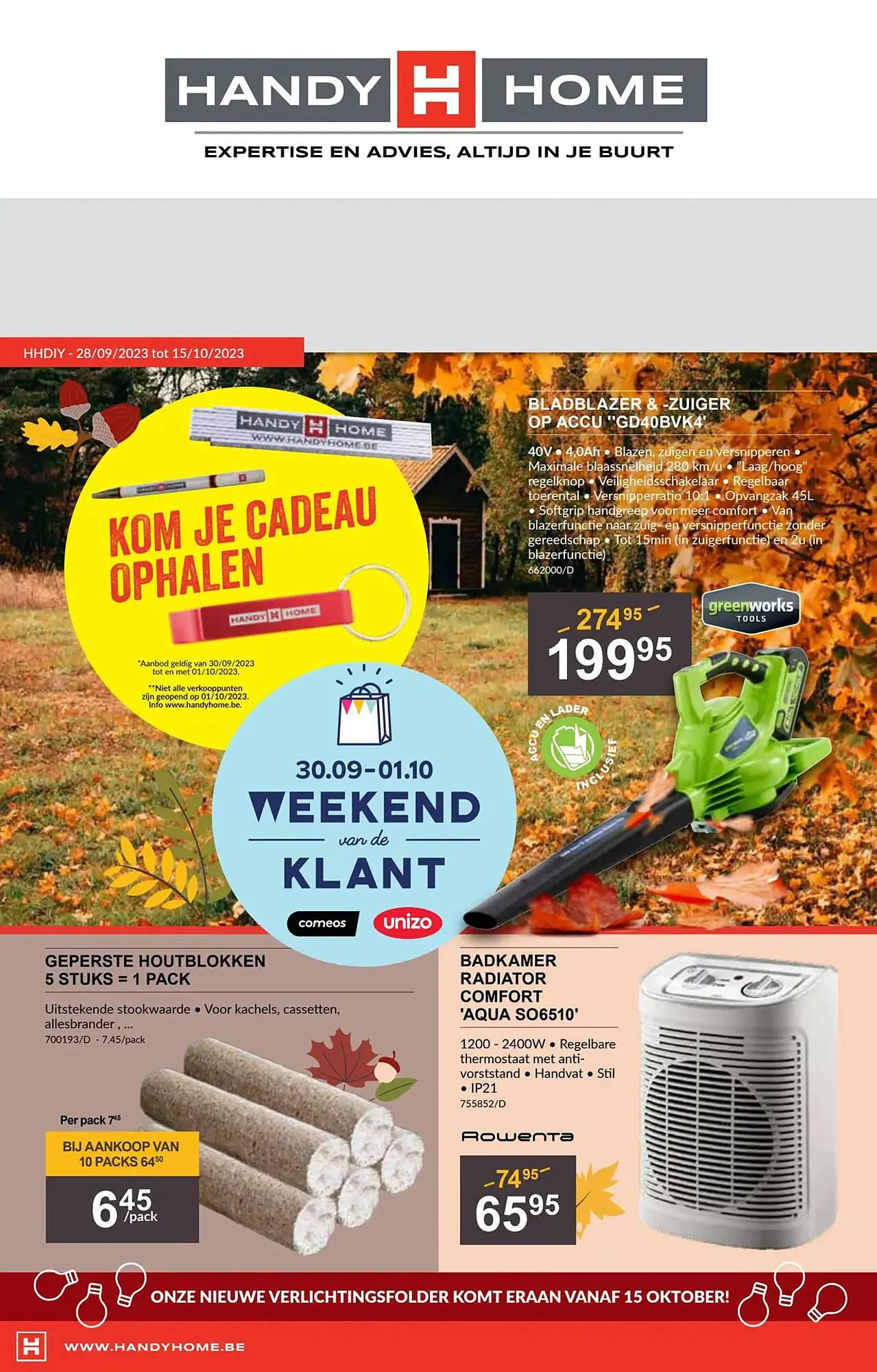 HandyHome folder van 28 september tot 15 oktober 2023 - folder pagina 1