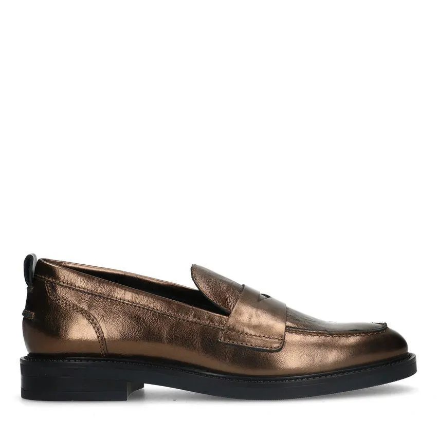 Bronskleurige leren loafers