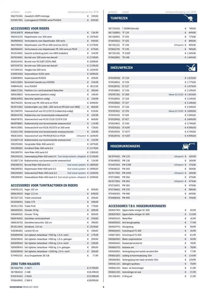 Prijslijst van 15 januari tot 31 maart 2025 - folder pagina 8