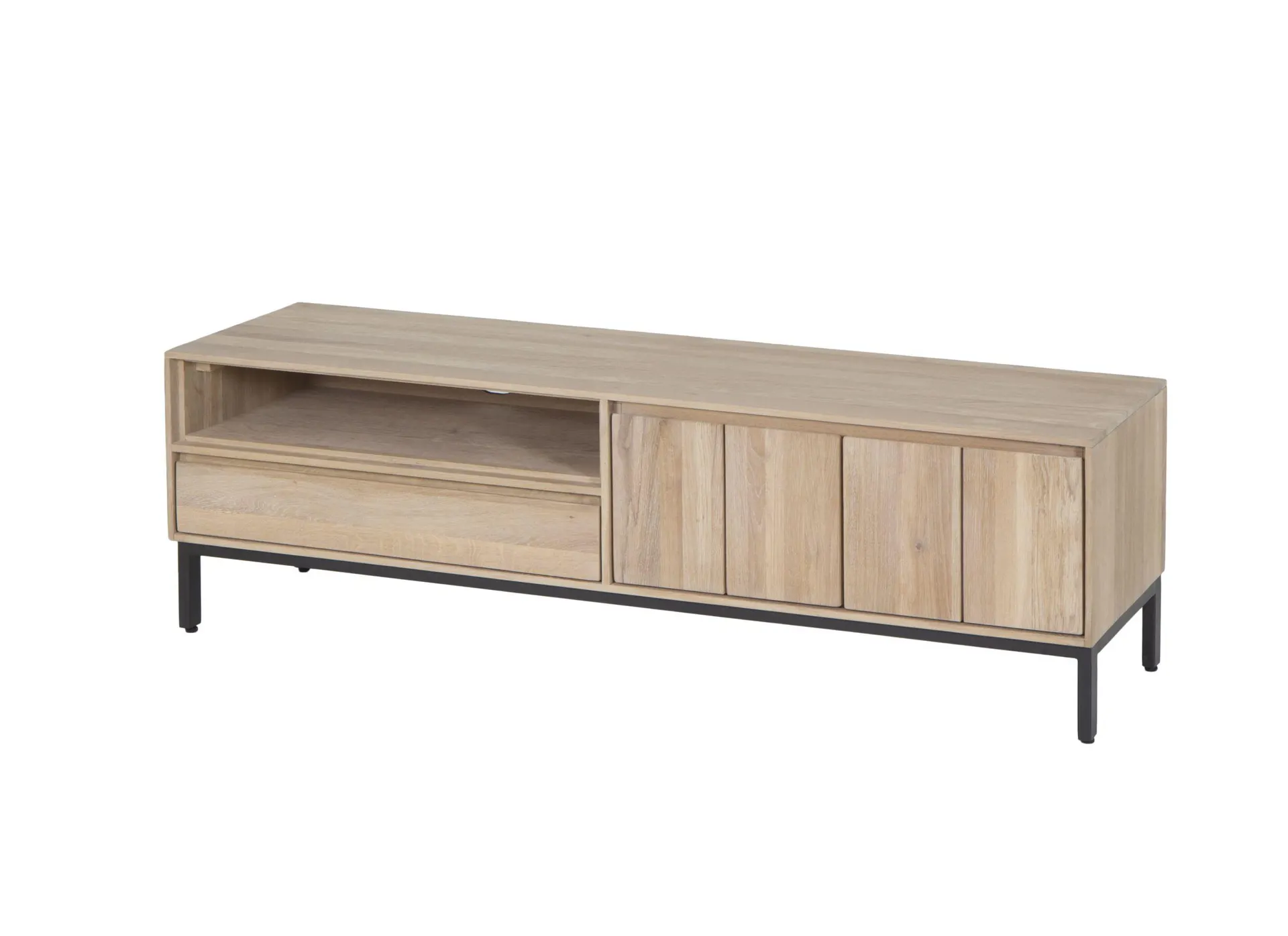 Tv-meubel Polar 145cm - eik massief & fineer & decor - naturel