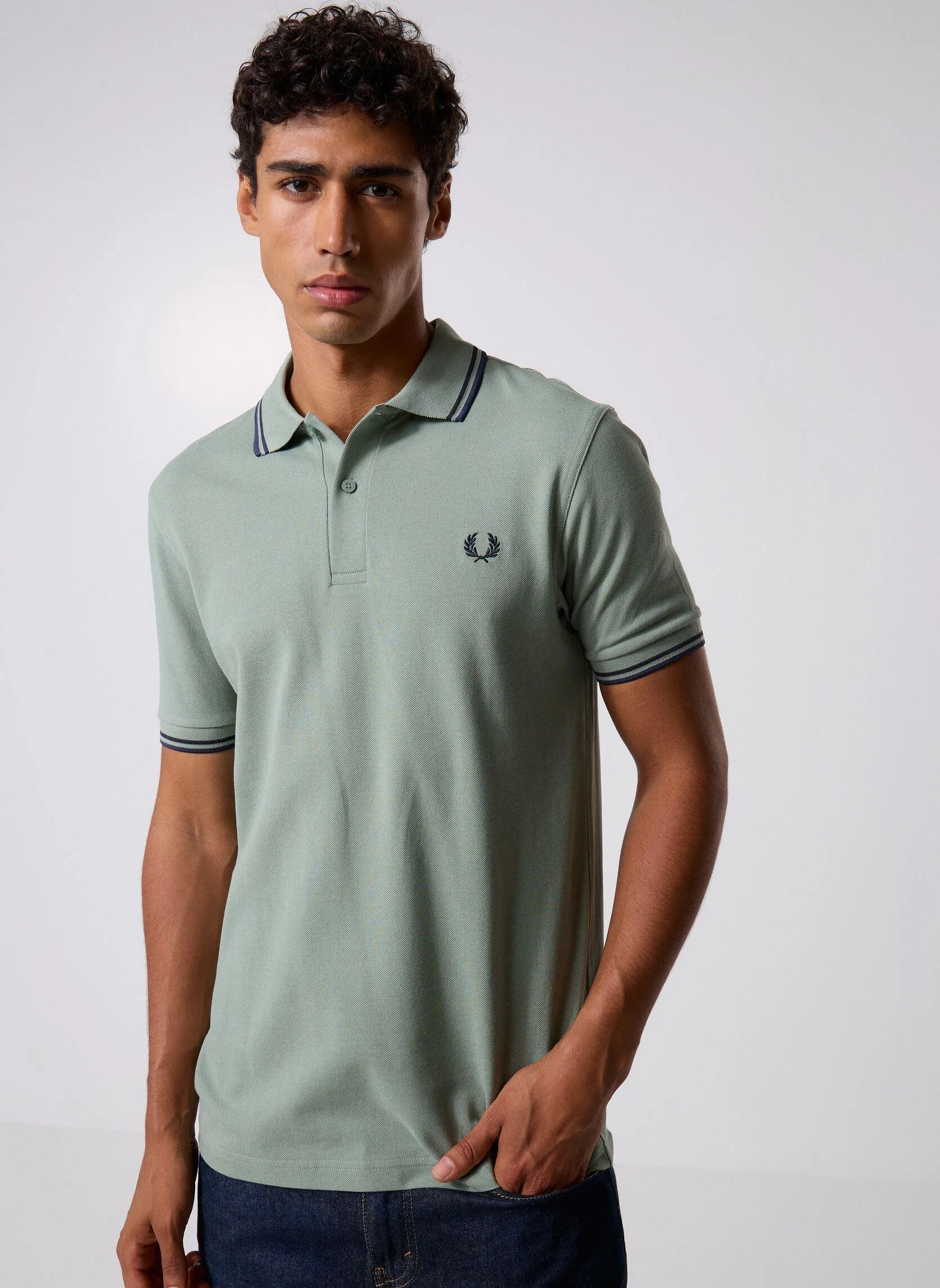 Korte mouwen polo's Twin Tipped Fred Perry Shirt heren groen