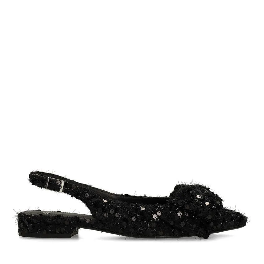 Zwarte glitter slingbacks