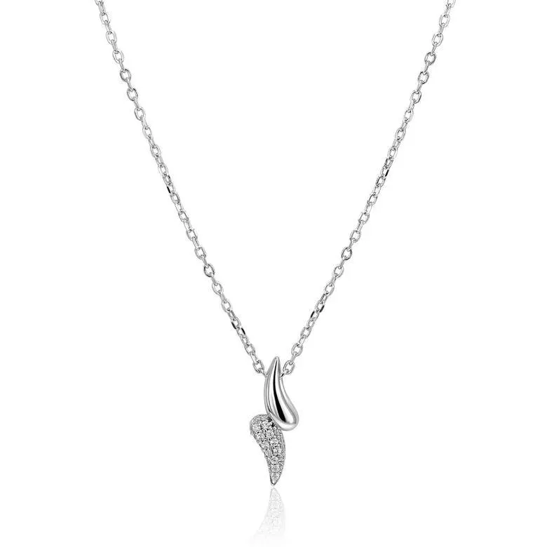 ZINZI zilveren schakelkettinkje met twee druppelvormen als hanger, bezet met witte zirkonia's 40-45cm ZIC2681
