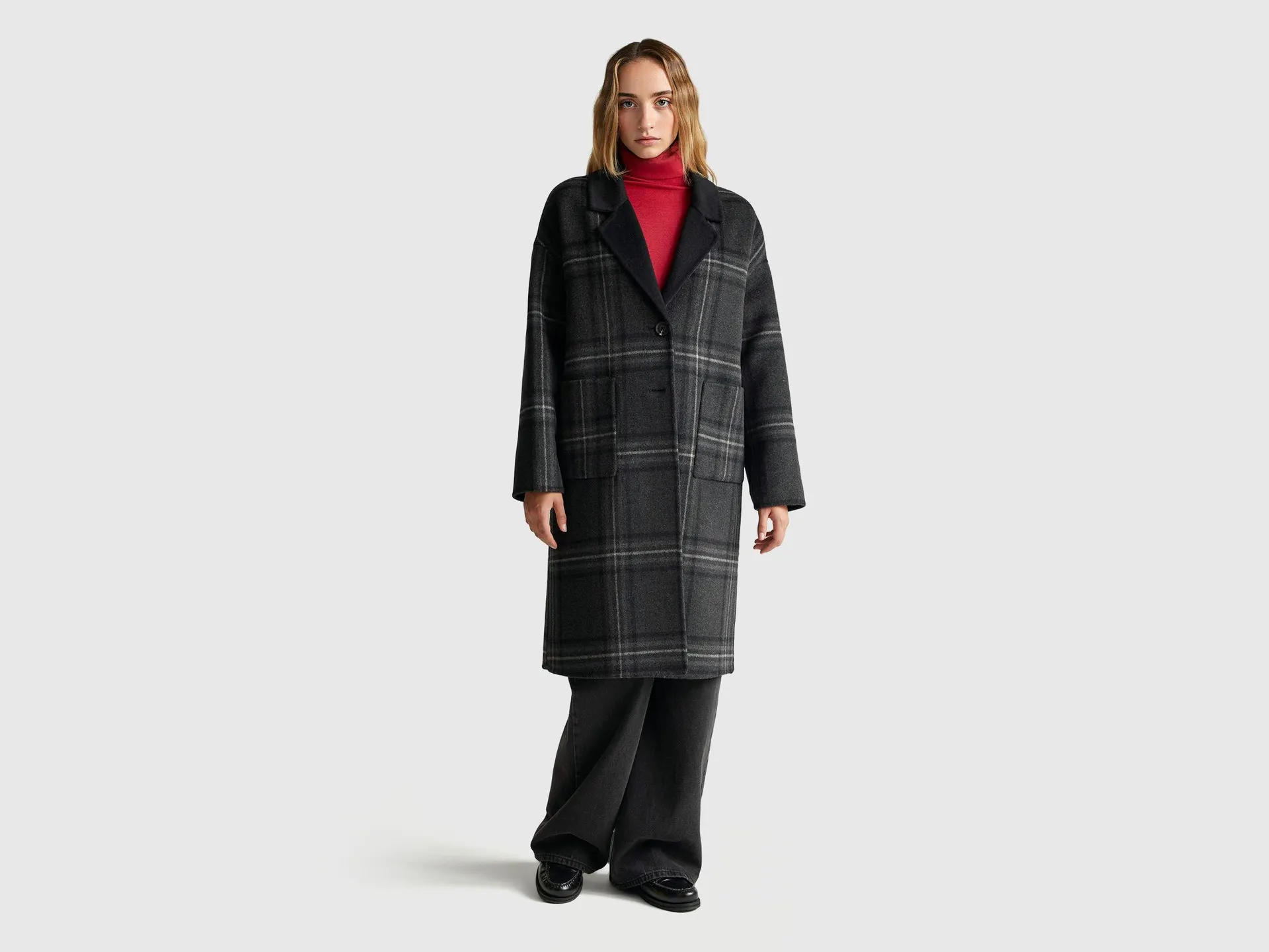Reversible wool blend coat