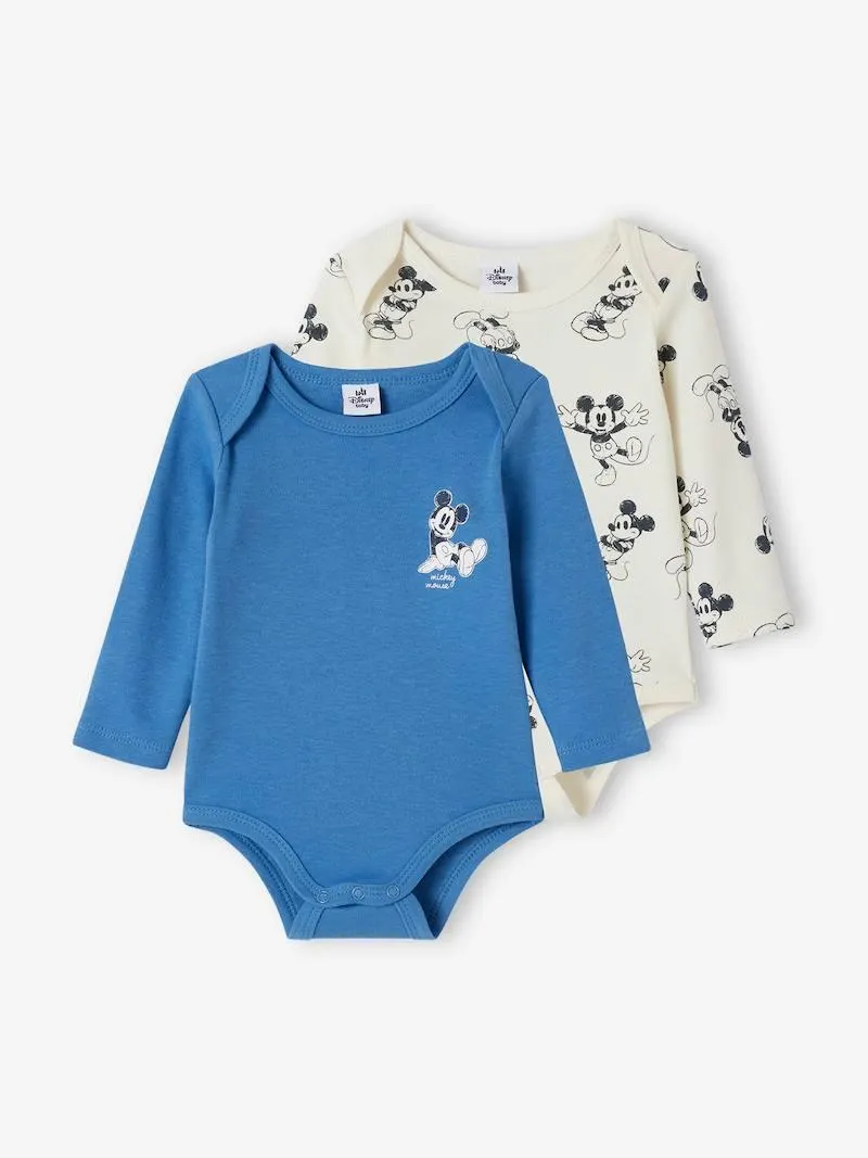 Lot de 2 bodies bébé Disney Mickey - bleu chambray