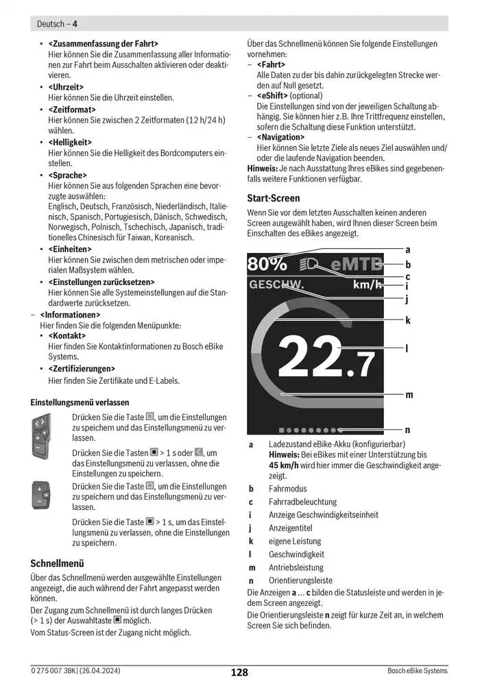 Electric Bike Manual van 12 februari tot 12 augustus 2025 - folder pagina 128