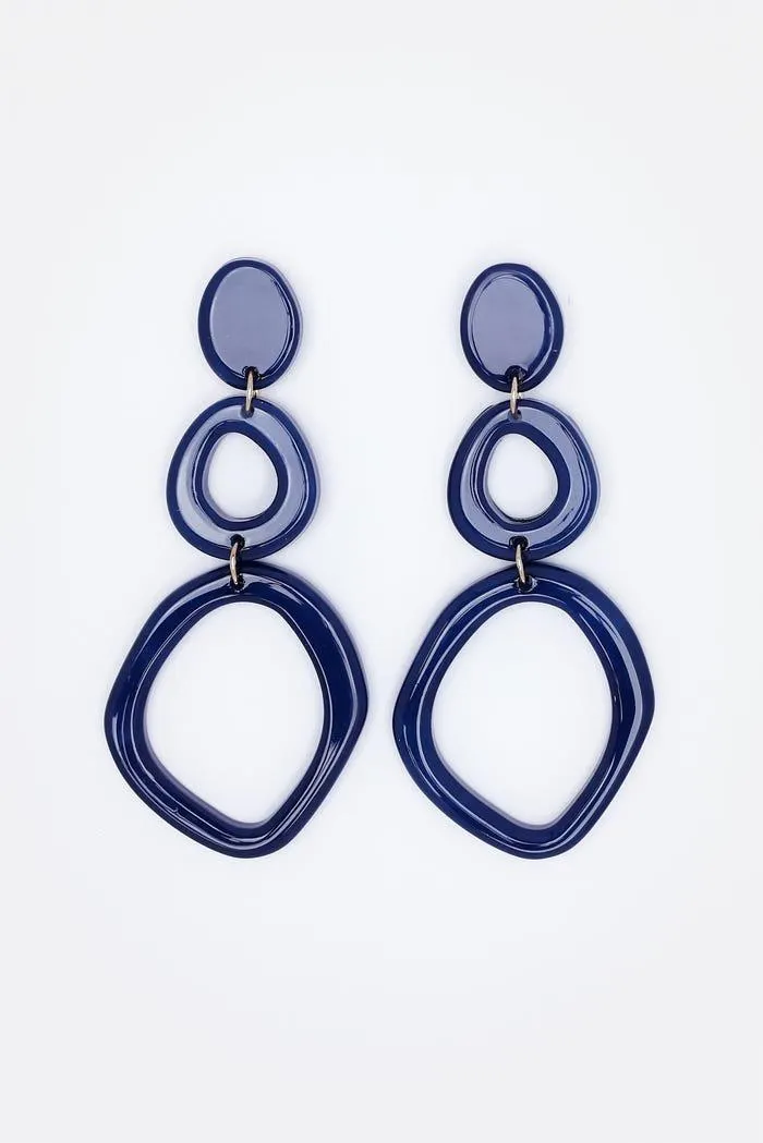 Oorbellen lang met 3 ovale figuren